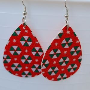 Peppermint Candy Earrings in Red, Green & White